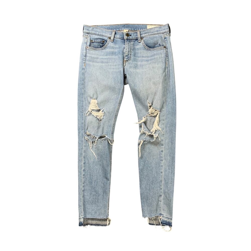 Rag & Bone Jeans Women 27 Denim Marina Dre Capri Step Hem Distressed Busted Knee